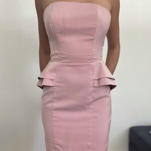 Pink strapless cocktail dress